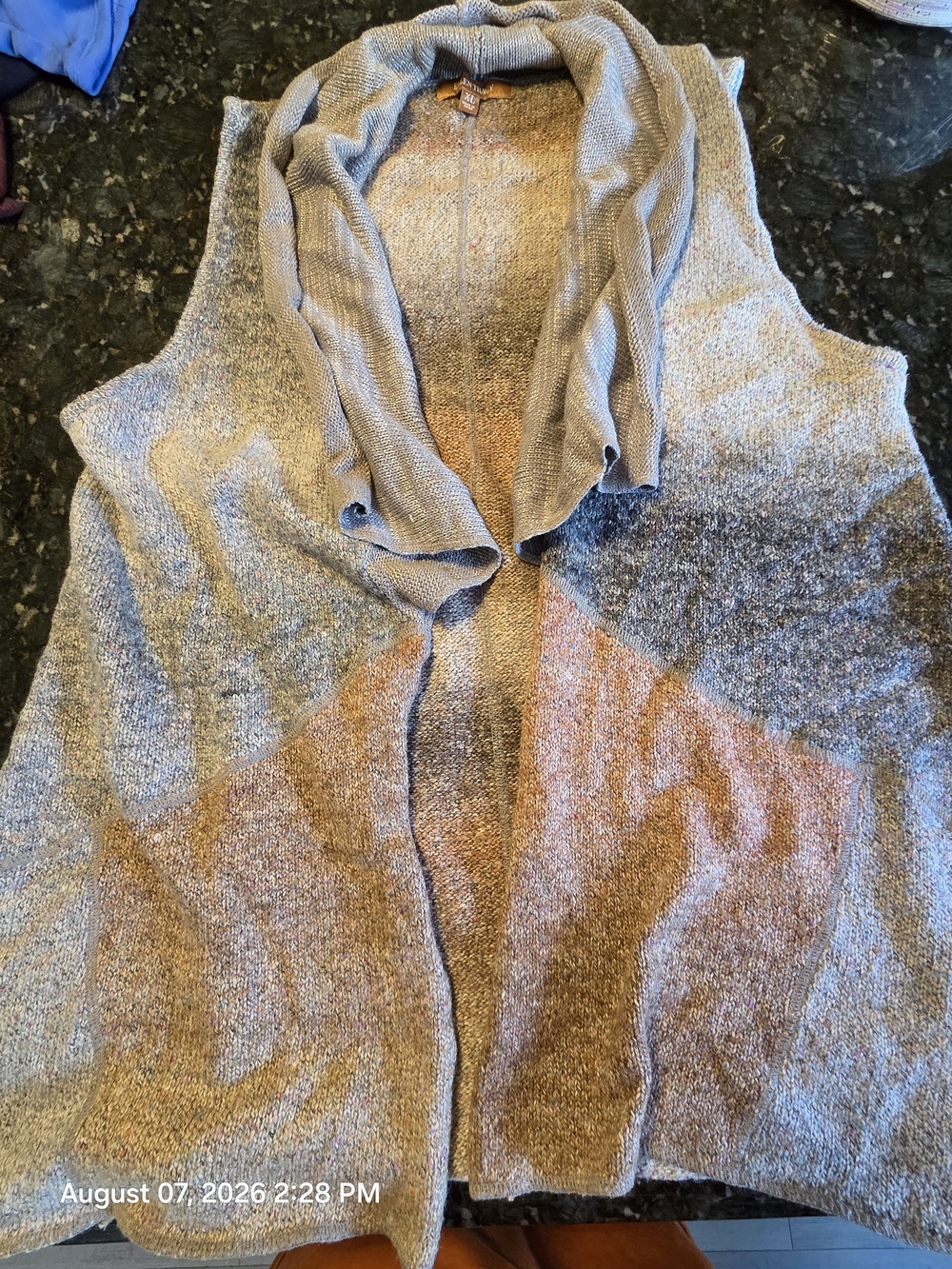 Ellen Tracy Colorblock Sleeveless Knit Vest in Gray and Brown
